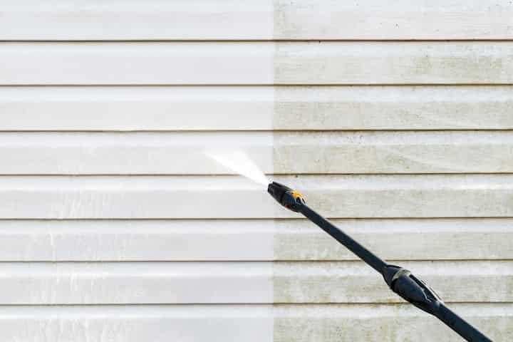 Residential exterior power washing in Glendale, AZ: Before and after transformation.